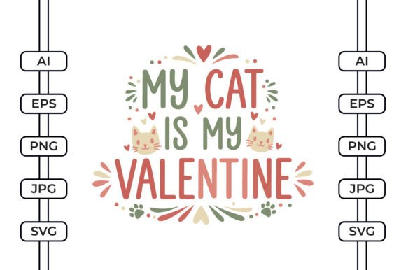 My Cat is My Valentine Boho SVG