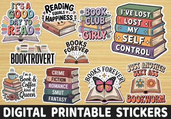 Retro Reading Book Lover Quote Stickers