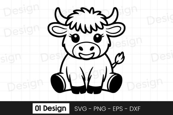 Review: Cute Baby Highland Cow Sitting SVG PNG for Embroidery