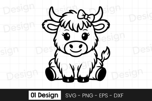 Review: Fluffy Baby Highland Cow Cartoon SVG PNG for Embroidery