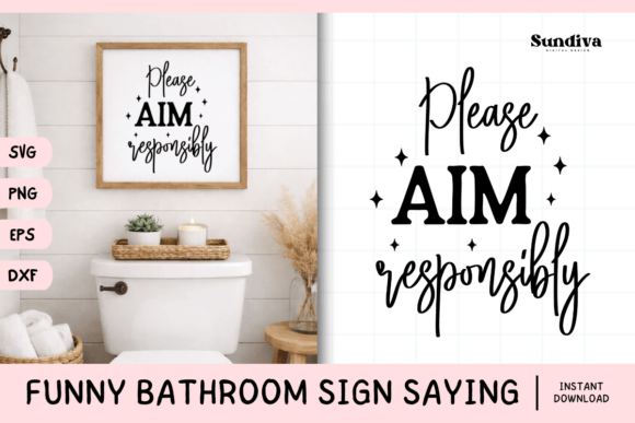 Review: Funny Bathroom Sign Saying SVG 18 for Embroidery