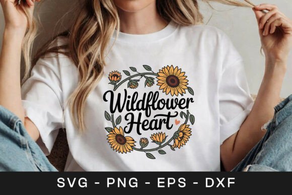 Wildflower Heart Sunflower SVG PNG